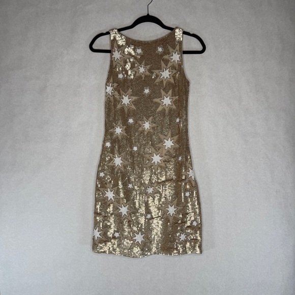 BHLDN Versau Dress - Champagne Beaded & Sequin Star Mini - Sz 0 - Picture 6 of 12